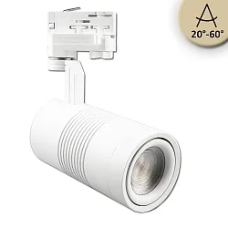 LED 3-phase track spot Bread Light, 35W, focusable 20°-60°, rotatable and swivelling, matt white