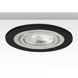 Inbouwframe rond, stijf, aluminium geborsteld, zwart