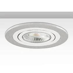 Inbouwframe rond, stijf, aluminium geborsteld, wit