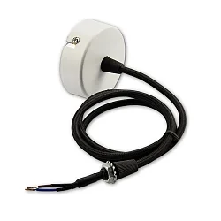 Ceiling canopy,round, Ø 7cm, incl. 150cm fabric coated cable (2 poles) + counter screwing, white