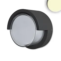 Outdoor LED wall luminaire, IP54, with roof, round, Ø 11cm, 6W 3000K 430lm, aluminium, sand black