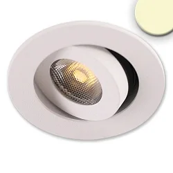 Recessed LED luminaire MiniAMP, IP40, Ø 5.2cm, 24V DC, CRi >91, swivelling 30°, dimmable, 3W 3000K 300lm 50°, white