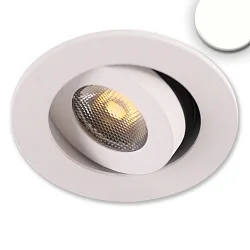 Recessed LED luminaire MiniAMP, IP40, Ø 5.2cm, 24V DC, CRi >91, swivelling 30°, dimmable, 3W 4000K 310lm 50°, white