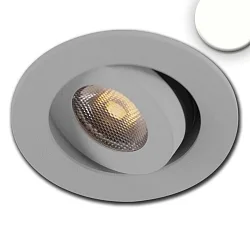Recessed LED luminaire MiniAMP, IP40, Ø 5.2cm, 24V DC, CRi >91, swivelling 30°, dimmable, 3W 4000K 310lm 50°, brushed alu