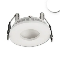 Recessed LED luminaire LUNA MiniAMP, indirect lightbeam, Ø 7.5cm, 24V DC, dimmable, aluminium, white, 4W 2700K 175lm 120°