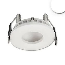 Recessed LED luminaire LUNA MiniAMP, indirect lightbeam, Ø 7.5cm, 24V DC, dimmable, aluminium, white, 4W 4000K 200lm 120°