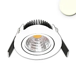 Recessed LED luminaire Sys68 MiniAMP, IP52, Ø 8.3cm, 24V DC, CRi >92, swivelling 30°, dimmable, 5W 3000K 500lm 60°, white