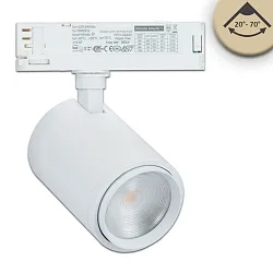 3-fase spot 42W - 20°-70° BREAD ON-OFF schakelbaar, focusseerbaar, cardanisch draaien IP20, wit mat 