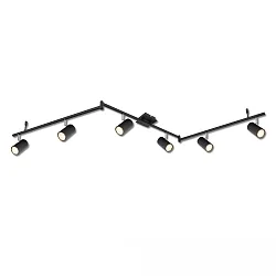 Spotlight bar 6-vlams, draaibaar, roteerbaar, met scharnierende arm GU10 IP20, zwart dimbaar