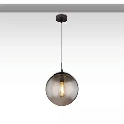 Pendelarmatuur INFINITY SMOKY GLASS 25 1-vlams, rond E27 IP20, zwart dimbaar
