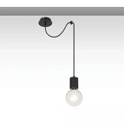 Pendelarmatuur INFINITY SINGLE ROUND 1-vlams, rond, zonder lampenkap E27 IP20, zwart dimbaar