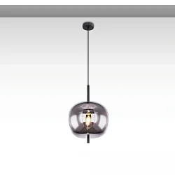 Pendelarmatuur INFINITY SMOKY GLASS 30 1-vlams E27 IP20, zwart dimbaar