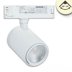 3-fase spot 42W - 20°-70° PHASE DIM focusseerbaar, cardanisch draaien IP20, wit mat dimbaar