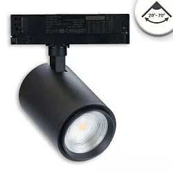 3-fase spot 42W - 20°-70° PHASE DIM focusseerbaar, cardanisch draaien IP20, zwart mat dimbaar