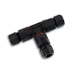 Kabel t´T-verbinder IP68, 6.5-11MM / 0.75-2.5MM², 250V 16A 3-polig, zwart