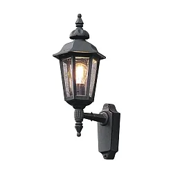 Wall luminaire PALLAS UP SMALL, height 48cm, E27 max. 60W, black aluminium / smoked acrylic glass
