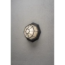 Wand- en plafondarmatuur 7091 E27 IP23, opaal, zwart