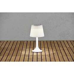 Solar HighPower LED table luminaire ASSISI, IP44, 0.5W 4500K, white plastic base / satined shade