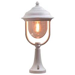Pedestal light PARMA, E27 max. 75W, white aluminium / clear acrylic glass