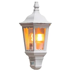 Wandarmatuur voor buitenshuis FIRENZE met bewegingsmelder E27 IP43, transparant, wit