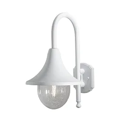 Outdoor wall luminaire BARI, E27 max. 75W, white aluminium / clear acrylic glass