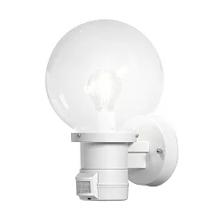 Wandarmatuur voor buitenshuis NEMI met bewegingsmelder E27 IP44, transparant, wit