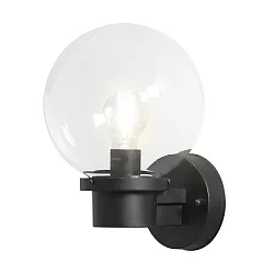 Wandarmatuur voor buitenshuis NEMI E27 IP44, zwart, transparant