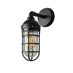 outdoor wall luminaire OLBIA down, round, long E27 IP44, black dimmable
