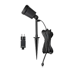 Outdoor LED wall and groundspike spot AMALFI, 12V, 1-flame, 4W 3500K 280lm, incl. Trafo, removable spike, black