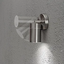 Outdoor wall spot MODENA, swiveling, GU10 max. 7W, cone of light 105°, stainless steel 304 / clear glass