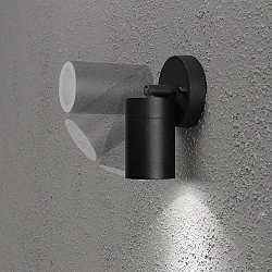 Outdoor wall spot MODENA, swiveling, GU10 max. 7W, cone of light 105°, black aluminium / clear glass