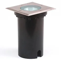 Vloerinbouwarmatuur hoekig, ingebouwde versie GU10 IP65, rvs, transparant