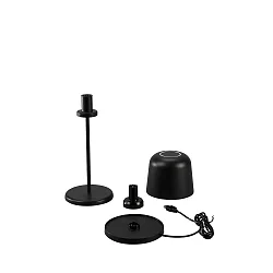 Tafellamp op batterijen BIOT USB IP54, zwart dimbaar
