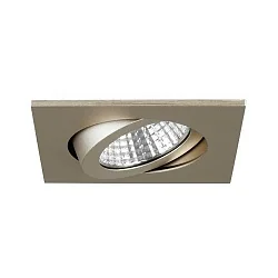 Recessed outdoor LED spot, IP65, square, 8.2 x 8.2cm, Plug&Play 350mA, 6W 3000K 650lm 38°, swivelling 30°, matt champaign