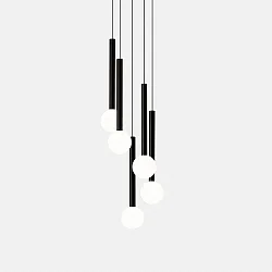 Pendelarmatuur CANDLE 5 BODIES LED IP20, zwart dimbaar