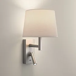 Wand- en plafondarmatuur METRICA SHADE READER E27 IP20, scherm excl, nikkel
