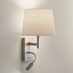Wand- en plafondarmatuur METRICA SHADE EXTEND READER E27 IP20, scherm excl, nikkel