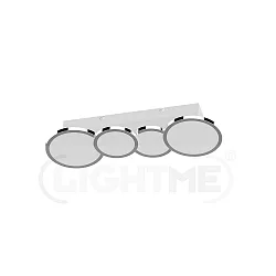 Plafondarmatuur AQUA DISK-4 4-vlams, CCT Switch, schakelbaar GU10 IP44, chroom, glanzend