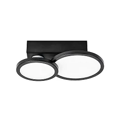 Plafondarmatuur AQUA DISK-2 2-vlams, CCT Switch, schakelbaar GU10 IP44, zwart mat 