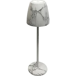 Tafellamp op batterijen TAVOLA PREMIUM met USB-aansluiting, met aanraakdimmer, magnetische montage IP54, marmer, wit dimbaar
