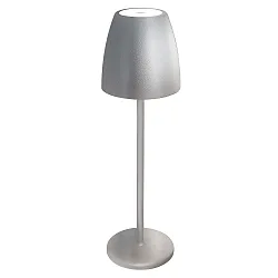 Tafellamp op batterijen TAVOLA PREMIUM met USB-aansluiting, met aanraakdimmer, magnetische montage IP54, zilver dimbaar