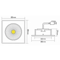 Downlight 5068Q ECO FLAT BIO hoekig IP40, nikkel geborsteld dimbaar