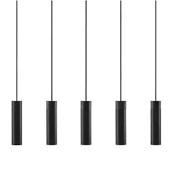 Pendant luminaire TILO, 5 flames, GU10, IP20, black