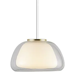 Pendelarmatuur JELLY E27 IP20, glanzend, helder, messing, opaalwit, wit 