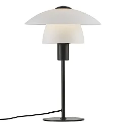 Table lamp VERONA, E27, IP20, black, glass opal white