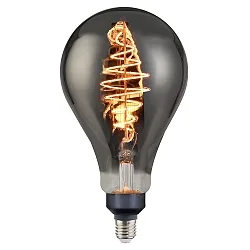 Lichtbron Edison peervorm DECO PS160 SPIRAL A160 helder E27 8,5W 200lm 1800K 360° CRI 80 dimbaar helder, rookkleuren dimbaar