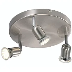 Nordlux LED Ceiling luminaire AVENUE LED Rondell, 3 flames, GU10, IP20, brushed steel
