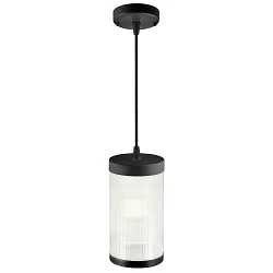 Pendelarmatuur voor buiten COUPAR met diffuser E27 IP33, zwart mat dimbaar