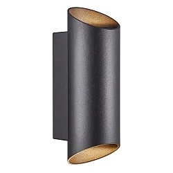 Wandarmatuur voor buitenshuis NICO ROUND 22 up down, cilindrisch GU10 IP54, zwart dimbaar