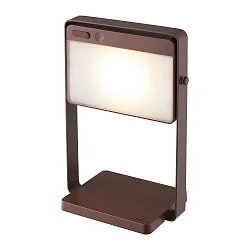 battery solar lamp SAULIO adjustable, with handle, sea-air resistant IP44, brown, mat dimmable